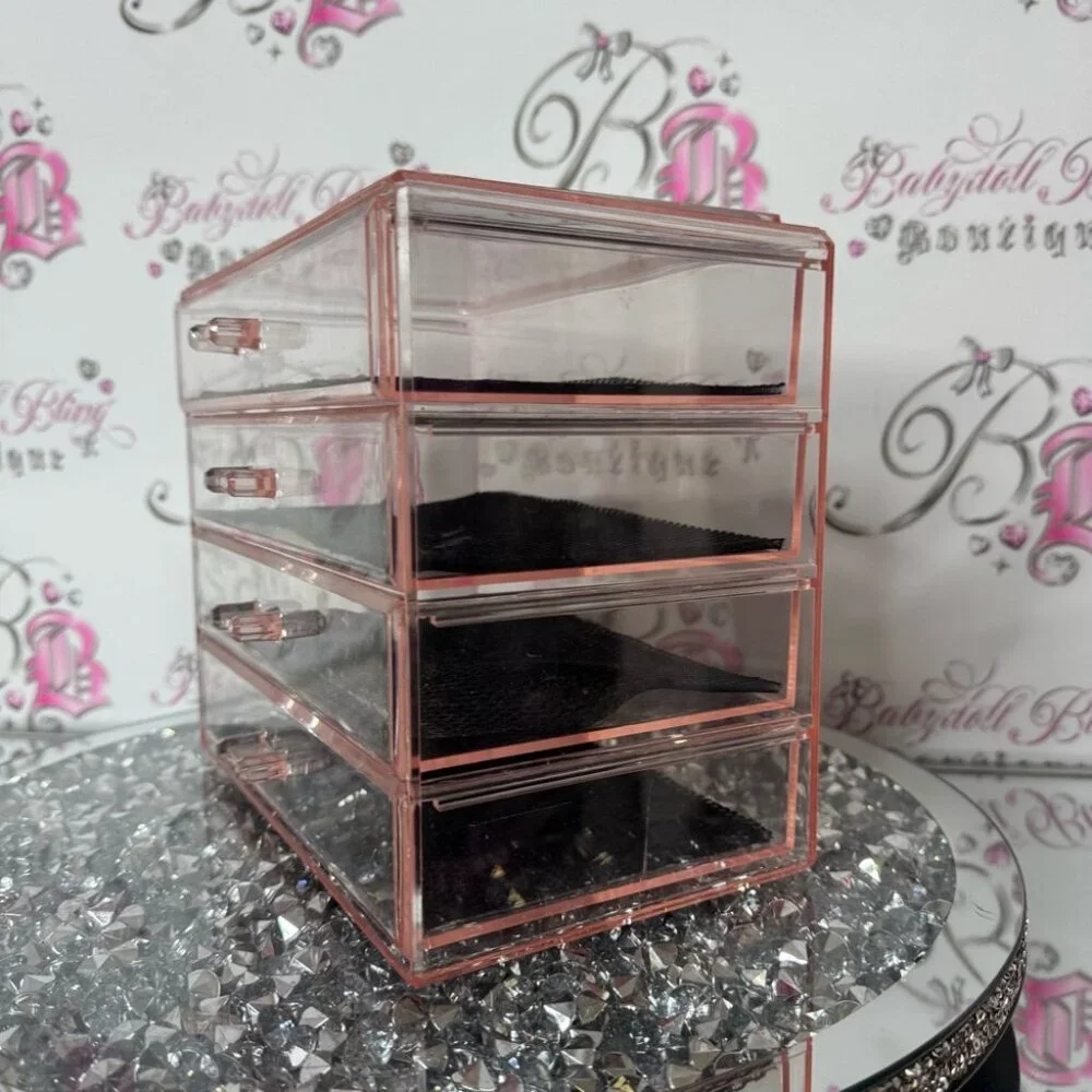 Makeup organizer 4 drawer Clear Pink Acrylic Drawer Organizer